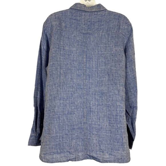 Talbots Plus Womens 100% Linen Casual Long Sleeve Button Up Blue Shirt Top 0X /X - Picture 14 of 16